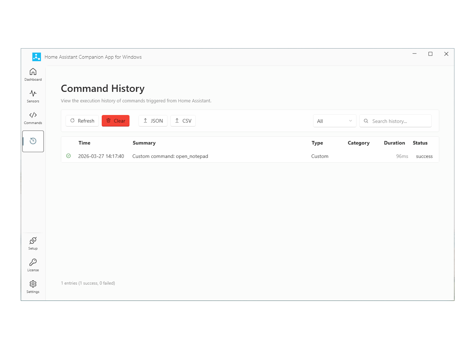 Notification and action history page