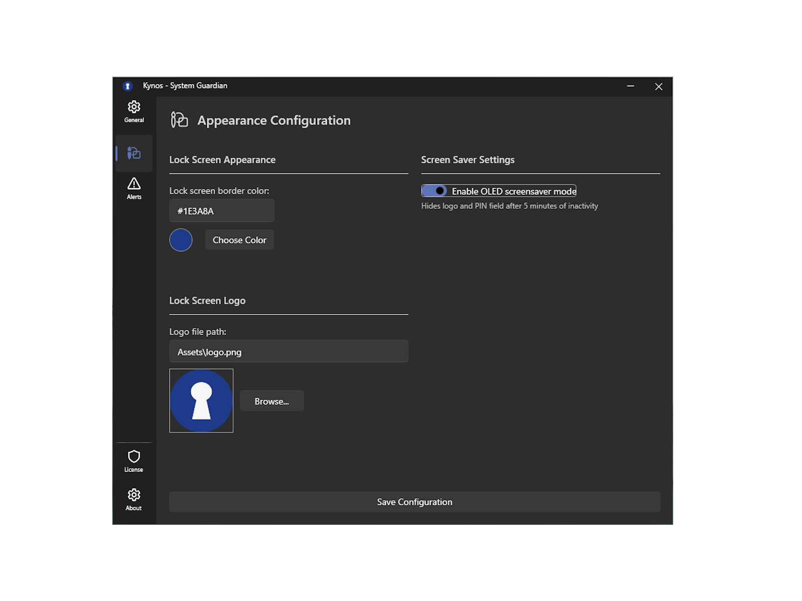Appearance settings - dark theme