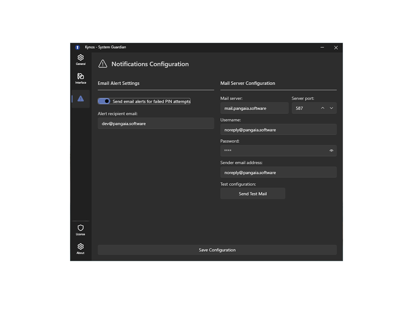 Notifications settings - dark theme